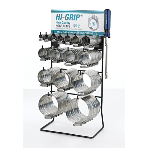 JCS Hi-Grip Stainless Steel Hose Clip Display (Pack of 160) 1 JCS Hi-Grip Stainless Steel Hose Clip Display