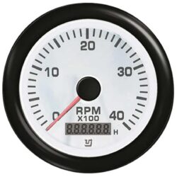 Uflex 4000 RPM Tacho Hourmeter Gauge White