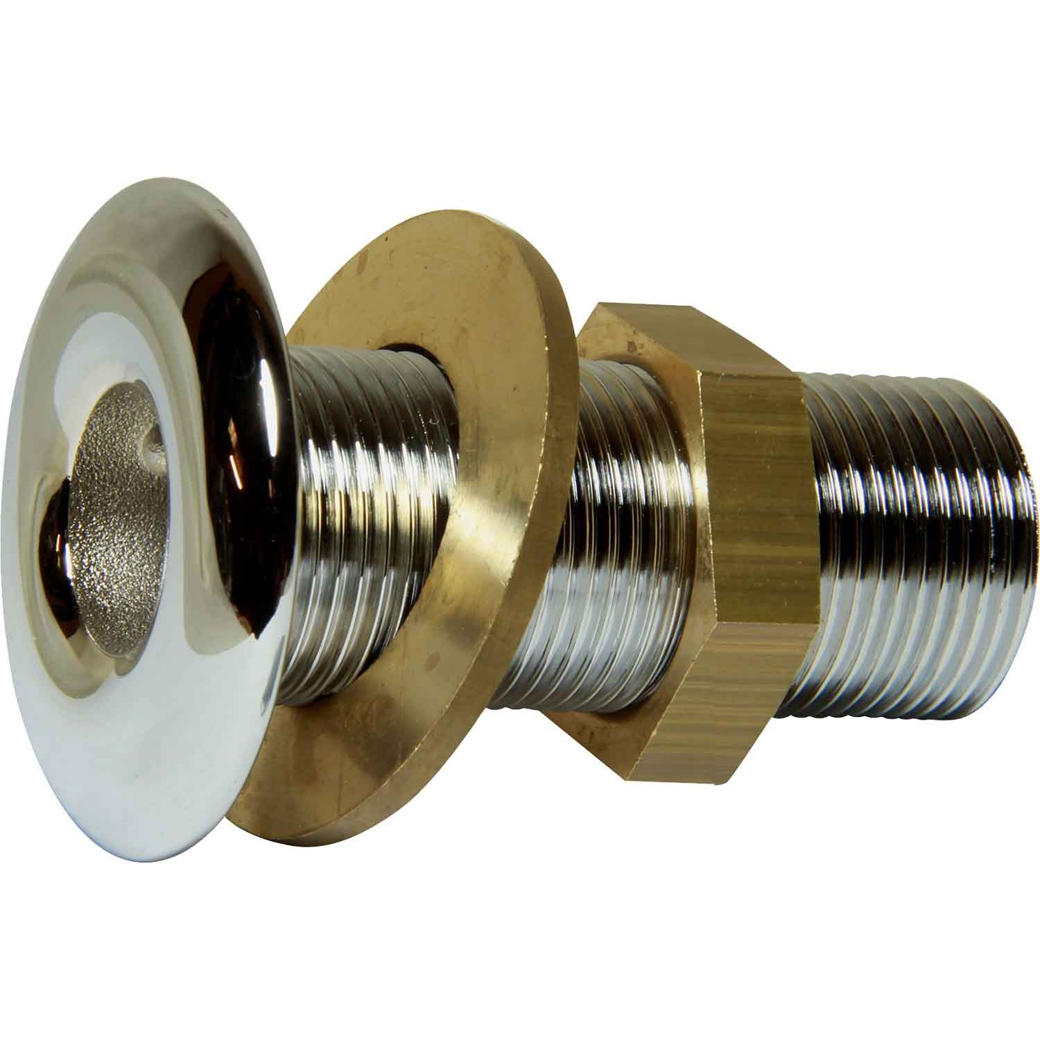 Maestrini Chromed Skin Fitting (Domed, 3/4" BSP, 72mm Long) 1 Maestrini Chromed Skin Fitting