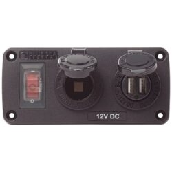Blue Sea Accessory Panel 15A CB+ USB Socket + 12V Socket