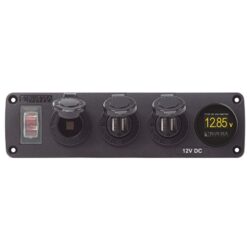 Blue Sea Accessory Panel 15A CB+ 2x USB+12V Socket + Voltmeter