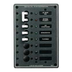 Blue Sea Panel 230V Dual Pole In +3CB+2 Spare