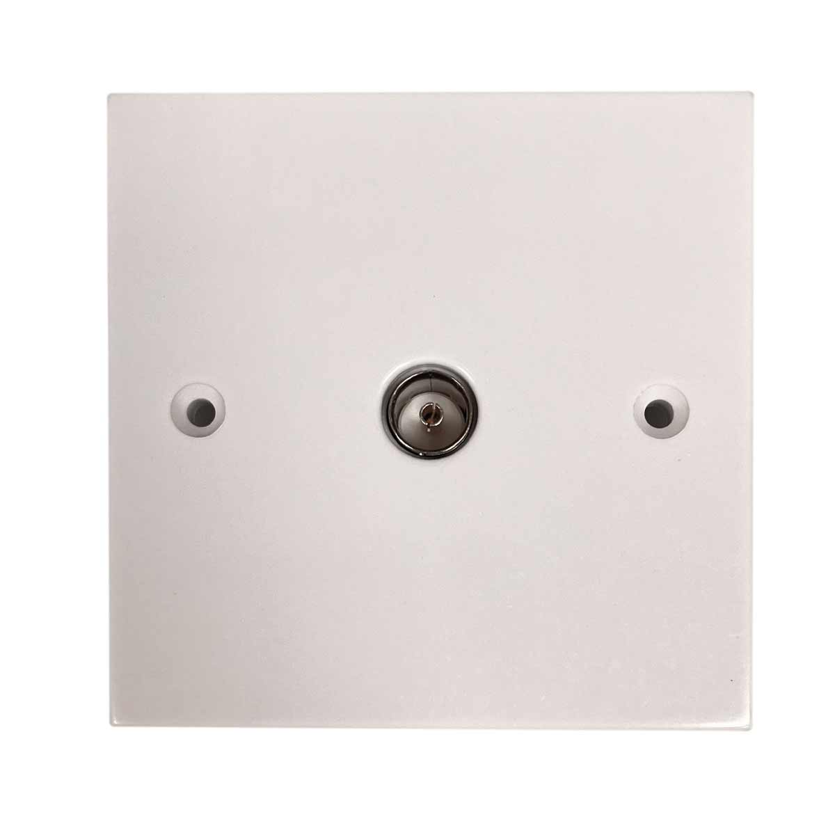Square Edged Coaxial TV Socket in White (Single Outlet) 1 Square Edged Coaxial TV Socket in White