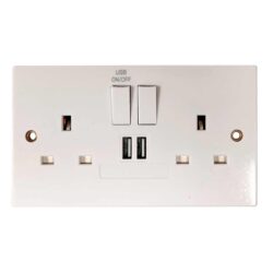 Square Edged Double Socket in White