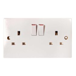 Square Edged Double Socket in White