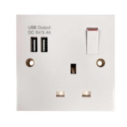 Square Edged Single Socket in White