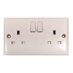 Convex Slim Double Socket in White