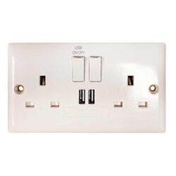 Convex Slim Double Socket in White