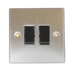 Round Edge Double Switch in Brushed Steel and Black