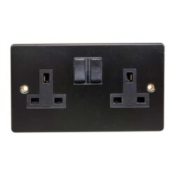 Round Edge Double Socket Matt Black