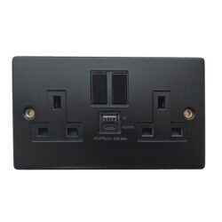 Round Edge Double Socket Matt Black