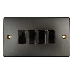 Round Edge 4-Gang Switch Matt Black