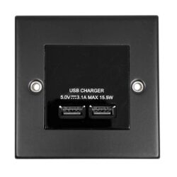Round Edge Dual USB Charging Module in Matt Black