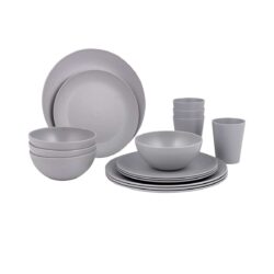 Bo-Camp Tableware Set Renew RPET 16-Piece - Grey