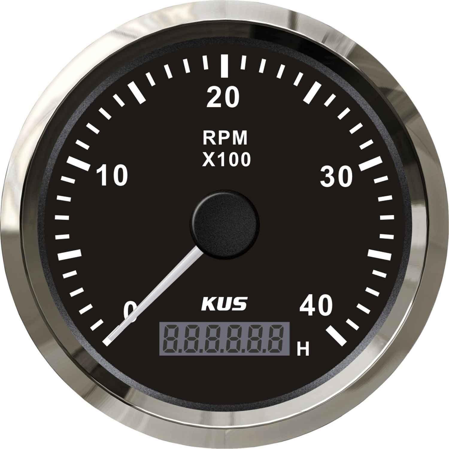 KUS Tachometer Gauge with Hourmeter (4000RPM / Stainless & Black) 2 KUS Tachometer Gauge with Hourmeter