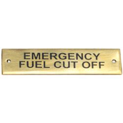 AG SP Emergency Fuel Cut Off Label Brass 75 x 19mm