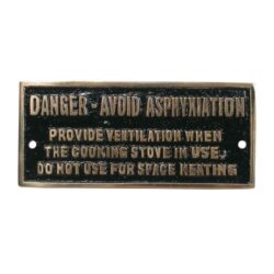 AG Danger Avoid Asphyxiation Name Plate Brass