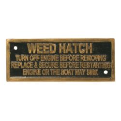 AG Weed Hatch Turn Off Engine Name Plate Brass