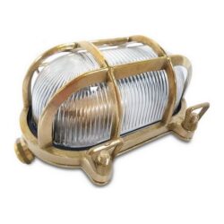 AG Oval Caged Bulkhead Light in Brass