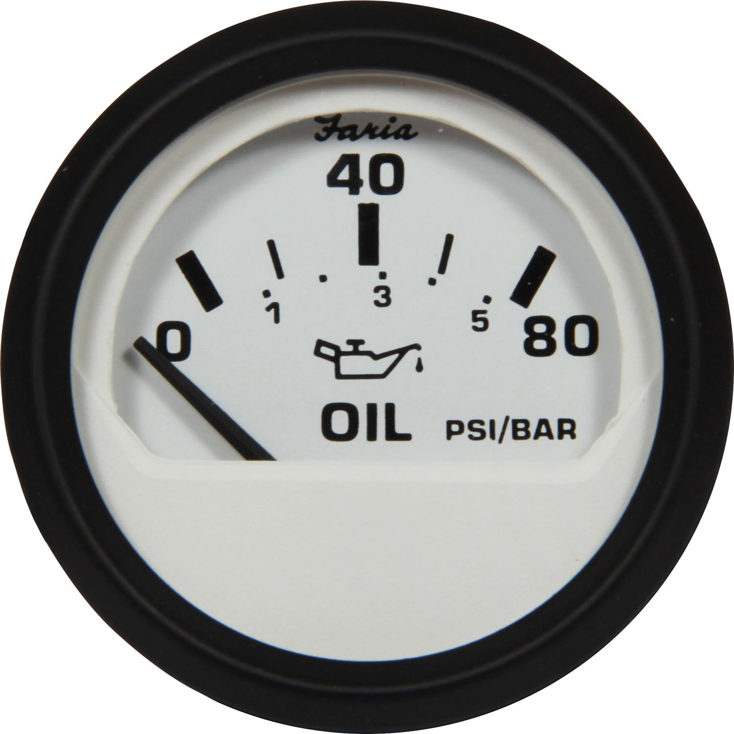 Faria Beede Oil Pressure Gauge 80PSI in Euro White (US Resistance) 1 Faria Beede Oil Pressure Gauge