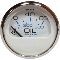 Faria Oil Pressure Gauge 80PSI in Chesapeake SS White