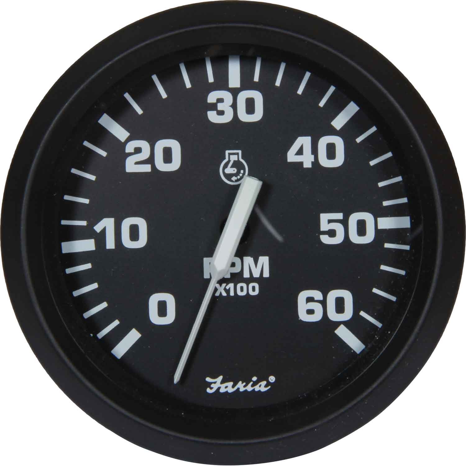 Faria Beede Tachometer in Euro Black Style (6000RPM / Petrol Inboard) 1 Faria Beede Tachometer in Euro Black Style
