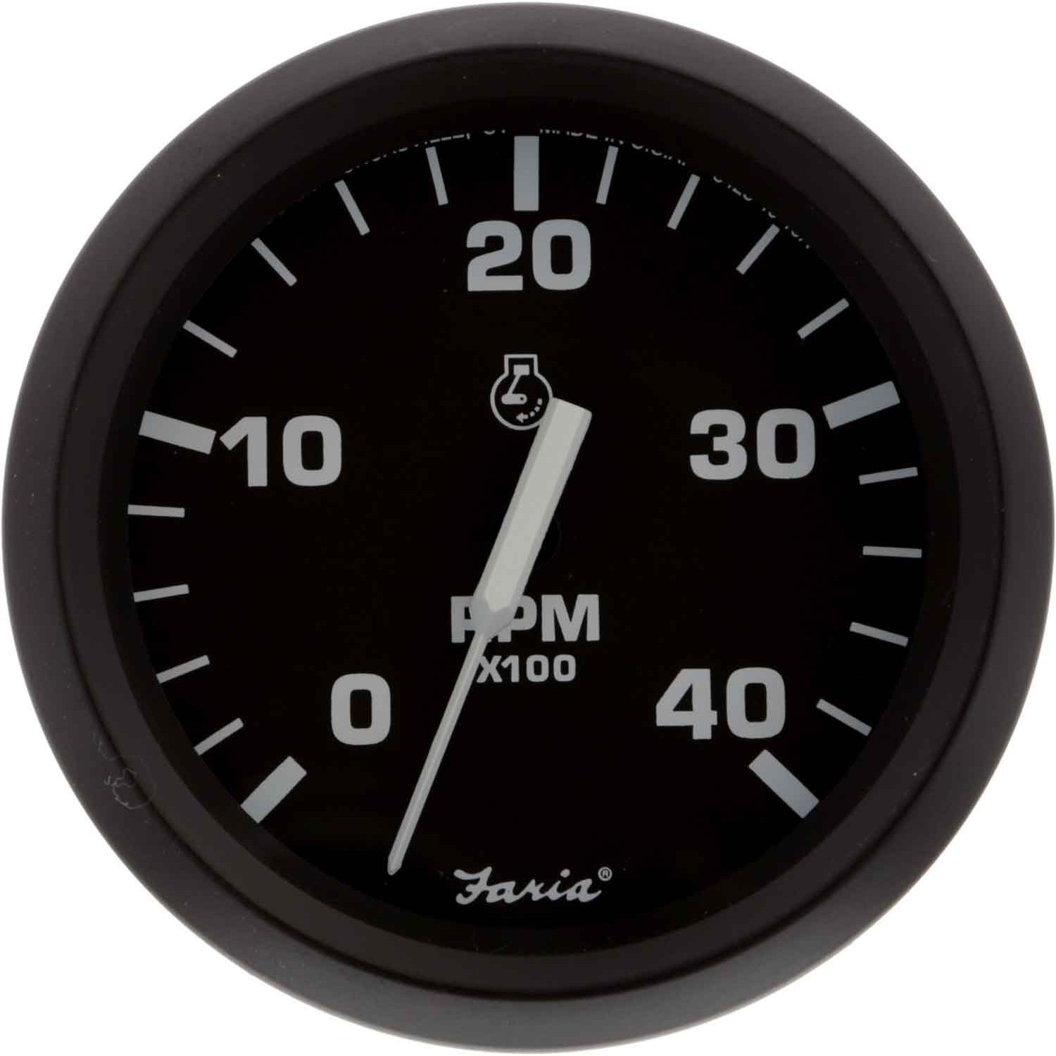 Faria Tachometer in Euro Black (4000RPM / Alternator / Generator) 1 Faria Tachometer in Euro Black