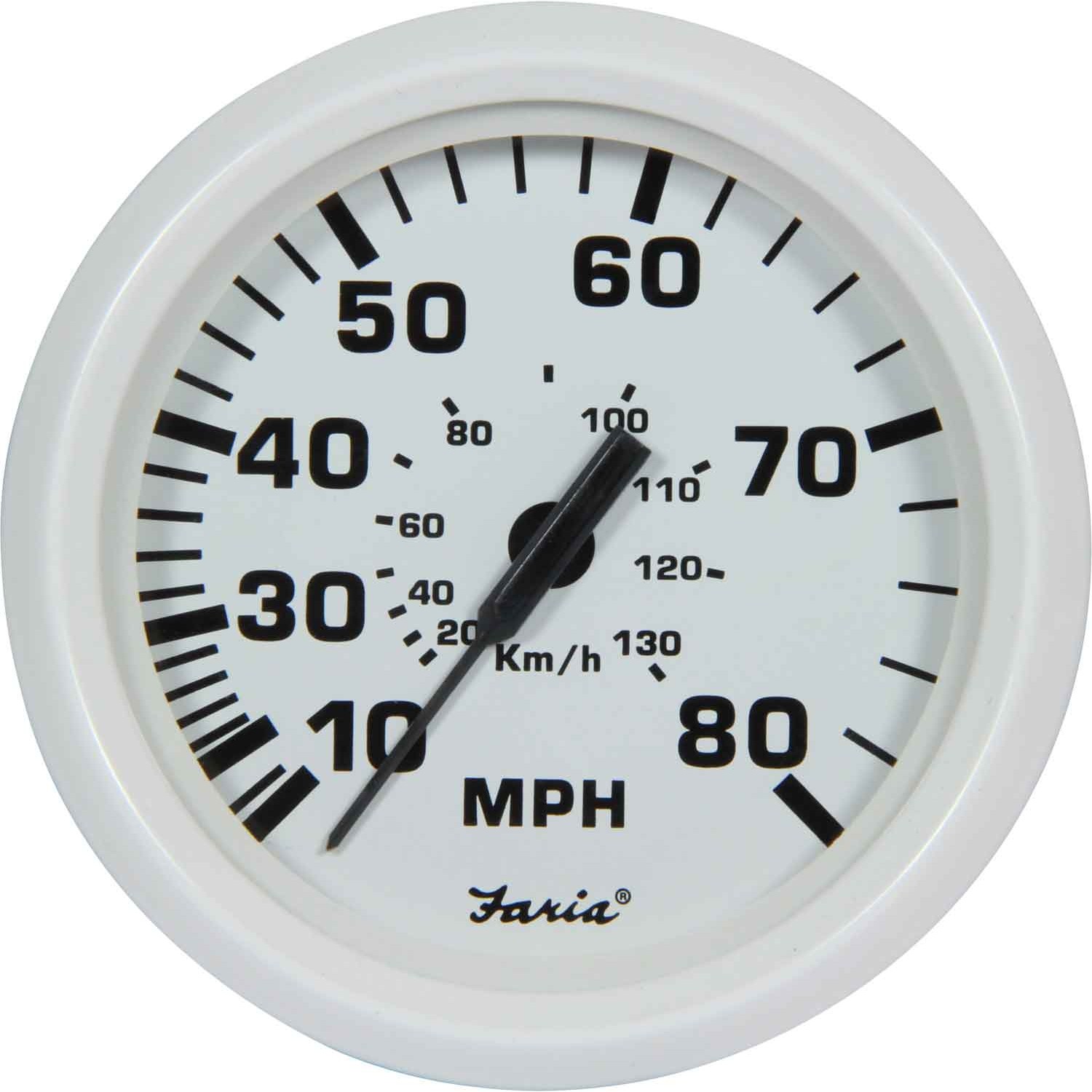 Faria Beede Speedometer in Dress White (Mechanical Pitot / 80MPH) 1 Faria Beede Speedometer in Dress White