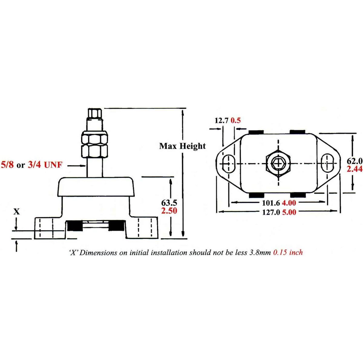 R&D Flexible Engine Mount (Shear Type / 50 - 175LBS / 5/8" Stud) 2 R&D Flexible Engine Mount (Shear Type / 50 - 175LBS / 5/8" Stud) - Image 2