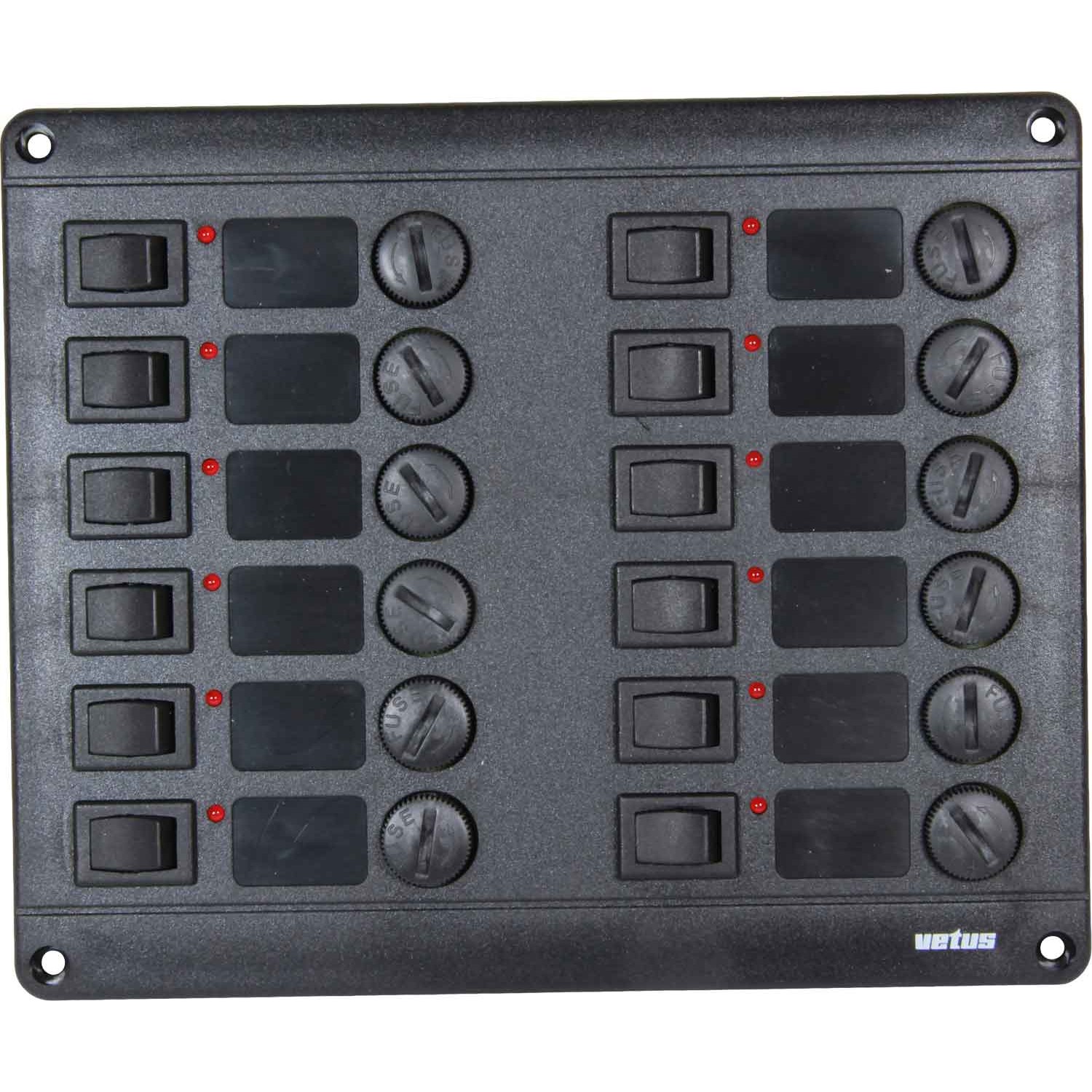 Vetus P12F24 Horizontal Switch Panel 12 Way (24V / Fused) 1 Vetus P12F24 Horizontal Switch Panel