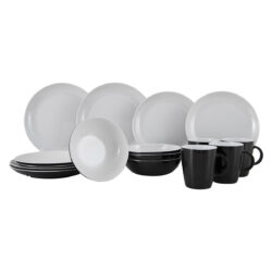 Gimex Solid Line Tableware Black & White (16 Pieces)