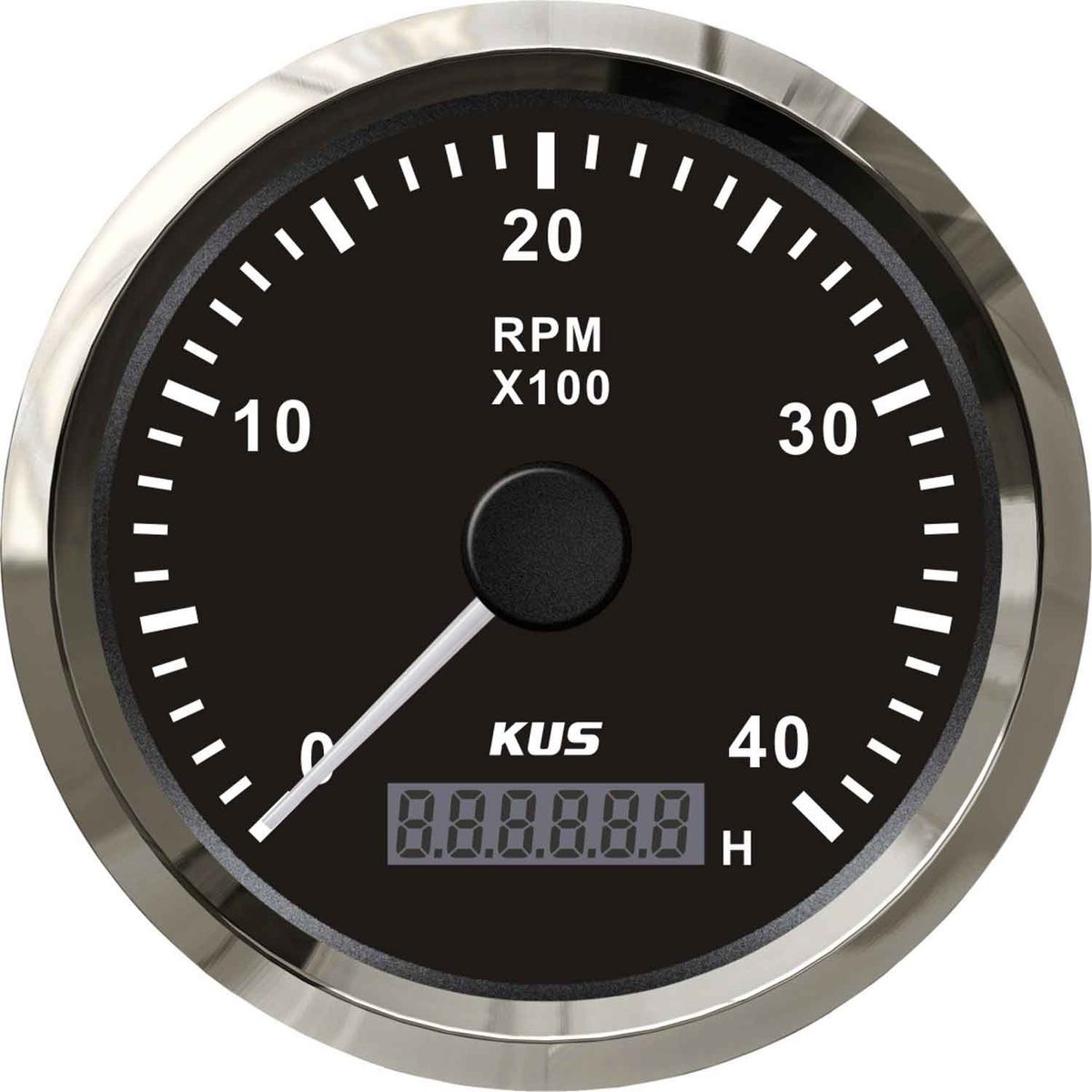 KUS Tachometer Gauge with Hourmeter (4000RPM / Stainless & Black) 1 KUS Tachometer Gauge with Hourmeter (4000RPM / Stainless & Black)