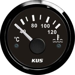 KUS Water Temperature Gauge with Black Stainless Bezel (120&deg;C)