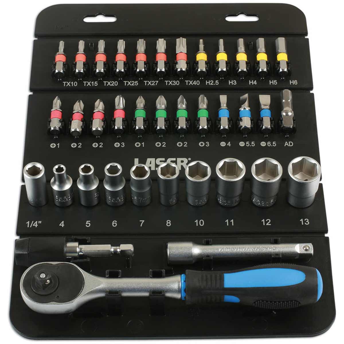 Laser Tools Socket and Bit Set 1/4" Drive (37-Piece) 1 Laser Tools Socket and Bit Set 1/4" Drive (37-Piece)