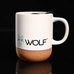 Wolf Outdoors Ceramic Mug with Lid and Cork Base White